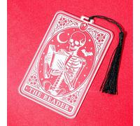 1Pc Translucent Gothic Skull Bookmarks for Women Readers - “Reader” Themed Acrylic Bookmark with Tassel for Nurses, Retirees, Men Gifts, Book Page Accessories, Reading Markers (Men Reader)