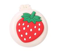 1Pc Travel Hair Brush with Mini Mirror - Portable Folding Round Massage Brush for Girls and Women, Strawberry Hair Care Styling Tools
