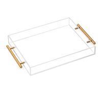 1PC Trays for Serving Food, 11x14x2in Clear Acrylic Serving Tray with Handles, Spill Proof Storage Organizer for Breakfast, Coffee, Dessert, Cosmetic.