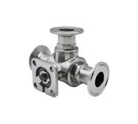 1PC Tri Clamp T/L Port Ball Valve, OD19-102mm 304/316L Stainless Steel Sanitary High Platform 3-Way Valve with Actuator Base(SUS316L,L-Port_19MM Ferrule 50.5)