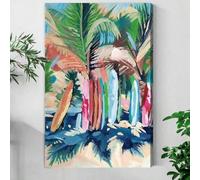 1PC Tropical Rainforest Colorful Palm Trees Abstract Expressionist Style Canvas Wall Art For Living Room Office Decor 40x60cm framework