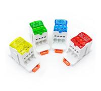 1pc UKK 80A Din Rail Distribution Box Block One In Multiple Out Power Universal Wire Connector Junction Box Terminal Block(Yellow)