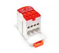 1Pc UKK-80A DIN Rail Junction Box, 80A 500V 1-in-7-Out High Current Terminal Block for Electrical Panels(UKK-80A-RED)