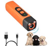 1PC Ultrasonic Dog Repeller Bark Shield Anti Barking Device for Dogs 2-in-1 Handheld Dog Bark Deterrent Device with LED Flashlight Indoor Outdoor Stop Bad Behavior Without Yelling or Swatting(Orange)