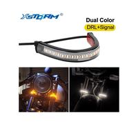 1Pc Universal LED Motorcycle Turn Signal Light & DRL Amber White Moto Flasher Ring Fork Strip Lamp Flashing blinker 12V