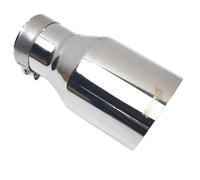 1Pc Universal Slashed Stainless Steel Angled Flange Exhaust Pipe Curly Muffler Tip Slash Cut Stainless Steel Car Exhaust Tip(IN 63MM OUT 89MM)