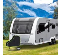 1pc Universal Waterproof Caravan Tow Towing Hitch Black Cover with Green Strip Strap, Motorhome RV Hook Rain Protective Cover Accessories