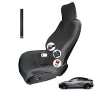 1Pc Upgrade Widened Waterproof Car Seat Cover Towel for Tesla Model 3/Y/S/X, Neoprene Auto Front Seat Protector Washable Nonslip with 3 Buckle Straps, 1 Shoulder Belt and Storage Pouch (Black)
