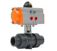 1pc UPVC Pneumatic Ball Valve Q621F Corrosion-Resistant Industrial Plastic Ball Valve DN15(Echo)