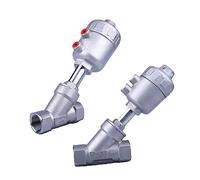 1PC Valves, DN Series High Temperature and Corrosion Resistant Steam Pneumatic Valve Y Type Internal Thread Angle Seat Valve(DN25 Stainless Steel)