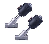 1PC Valves, DN Series High Temperature and Corrosion Resistant Steam Pneumatic Valve Y Type Internal Thread Angle Seat Valve(DN25 Plastic Head)