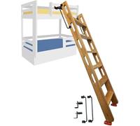 1pc Vertically Storable Wooden Loft Bed Ladder with Non-Slip Feet Pads - Extra Wide Pedals for and Comfort(175cmH)