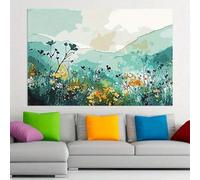 1pc Vibrant Abstract Landscape Canvas Wall Art, Modern Watercolor Mountain Meadow Print Nature Art Living Room Decor 40x60cm framework