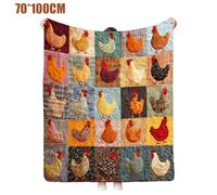 1pc Vintage Chicken Print Flannel Blanket Soft Cozy Knitted Seasons Colorful Gift Camping Blanket Bed Travel For Sofa Office