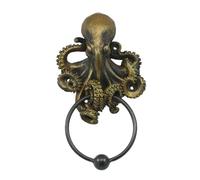 1pc Vintage Door Knocker Horned God Resin Statue Front Handle Pulls Knob Home Decoration(Octopus A)