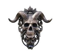 1pc Vintage Door Knocker Horned God Resin Statue Front Handle Pulls Knob Home Decoration(Satan S)