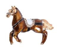 1pc Vintage Enamel Horse Brooch Pin Dripping Oil Design Ancient Court Style Accessory for Friends Unisex Fashionable Breastpin Golden Color for Parties and Weddings