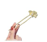 1pc Vintage Metal Ginkgo Leaf Hair Sticks for Women Elegant U Shape Pearl Hairpin Headwear Hair Accessories(Golden)
