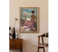 1pc Vintage Style Canvas Art Reading Woman Portrait Artist Wife Oil Painting For Living Room Bedroom Bathroom Decor 80x120cm Frameless