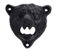 1pc Wall Mounted Bottle Opener, Cast Iron Black Bear Head Top Opener, Grizzly Bear Teeth Bite Bottle Cap Opener for Installing on Kitchen, Bar, Restaurant, 9x9x6.5cm/3.54x3.54x2.55inch