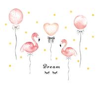 1pc Wall Stickers Dormitory Decoration Pink Balloons Animal Balloons Flamingo Balloon Wall Decals Girls Room Sticker Decals Wall Paper Home Wallpaper Girl Heart Mural Sticky