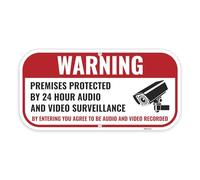 1PC Warning Video and Audio Surveillance Recording Sign, 12 x 6 Inches - Aluminum - You are Being Recorded Camera In Use Monitoring Signs