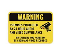 1PC Warning Video and Audio Surveillance Recording Sign, 14 x 10 Inches - Aluminum - You are Being Recorded Camera In Use Monitoring Signs