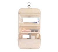 1pc Wash Bag Waterproof Travel Storage Large Capacity Portable Hook Cosmetic for Travel(Beige)
