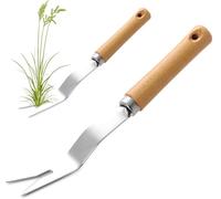 1PC Weed Puller, with V-Shape Fork, Gardening Hand Tool, Wood Handle Removal Tools, Stainless Steel Hand Weeding Puller Tools Manual Weed Removing Weeding Remover Tool for Yard