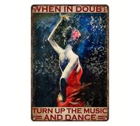 1pc "When In Doubt, Dance" UV Printed Metal Tin Sign (8x12 Inch), Inspirational Wall Art Decor, Indoor & Outdoor Waterproof Dancing Themed Plaque