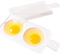 1Pc White 2 Slots Microwave Oven Egg Steamer Poacher Cooker, Rectangular,Poach Eggs, Boil Eggs, Cook Eggs, Steam Eggs Egg Poachers Specialty Cookware (2 Eggs Capacity)