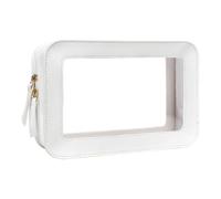 1PC White Clear Makeup Pouch - Transparent Travel Toiletry Bag for Women & Girls, Compact Cosmetic Organizer with Zipper Closure