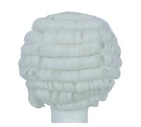 1pc White Colonial Judge Wig Lawyer Synthetic Hair Medium Long 18th Century Historical Costume For Men Wome