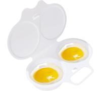 1pc White Microwave Egg Boiler Poacher,2 Cavity Nonstick Poached Egg Maker With Lid,Egg Poacher Microwave Egg Cooker,Double Drain Poached Egg Cups Cookware,Egg Poachers Specialty Cookware