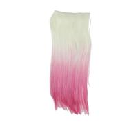 1pc White To Pink Gradient Long Straight Hairpiece Smooth Glossy Synthetic For Volume Styling(1)