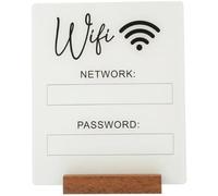 1Pc White WiFi Password Sign,Acrylic Table WiFi Sign for Home,Chalkboard Style Password Board,Table Centerpieces Decor for Home Office Business and Store Signs (no Base)