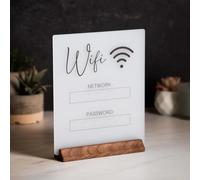 1Pc White WiFi Password Sign,Acrylic Table WiFi Sign for Home,Chalkboard Style WiFi Password Sign Board,Table Centerpieces Decor for Home Business and Store Signs(no Base),Office Supplies