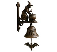 1PC Witch Bells Halloween Cast Iron Vintage Door Bell with Witch on Broom for Front Door, Porch, Home and Wall Decor.