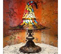 1PC Witch Hat Lamp Gothic Night Light, Handmade Witch Hat Lights,Stained Glass Witch Hat Lamp USB with Mystical Charm,Gothic Wizard Hat Shape Lights,for Bedroom Party of Halloween Decor,Multicolor