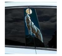 1PC Wolf Howling At Moon Car B-Pillar Sticker Scratch Cover Door Pillar Sun Protection Decal Decor