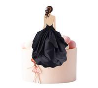 1Pc Woman Back Silk Gauze Skirt Wedding Cake Topper Bride To Be Cake Decoration Bridal Theme Cupcake Picks Bachelor party Birthday Party Cake Supplies Decorations Black
