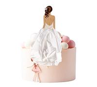 1Pc Woman Back Silk Gauze Skirt Wedding Cake Toppers Girl Happy Birthday Cake Toppers Bride to Be Cake Decorating Supplies Cupcake Topper Bachelorette Party Decorations White