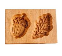 1PC Wooden Cookie Molds 3D Acorn and Leaves Embossing Cookie Stamps Mold for Christmas Kitchen DIY Biscuit Baking Tools