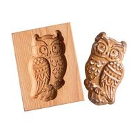1PC Wooden Cookie Molds 3D Cute Owl Embossing Cookie Stamps Mold for Christmas Kitchen DIY Biscuit Baking Tools