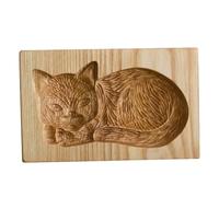 1PC Wooden Cookie Molds 3D Sleeping Cat Embossing Cookie Stamps Mold for Christmas Kitchen DIY Biscuit Baking Tools