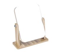 1pc Wooden Vanity Mirrors with Lights Beauty Tabletop Square Mirror(Small)