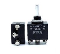 1PC WT-18AT toggle switch WT18 Shake head switch Three-speed double-sided self-reset (On)-off-(On) M12 6A250V Controls Switches