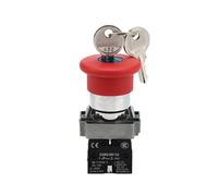 1pc XB2 22mm Emergency Stop Key Knob Switch Rotation Latching Type Key Rotary Switch 1NO/1NO1NC KeyLock Emergency Stop(1NC)