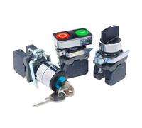 1PC XB4 Metal Thickened Button Switch Instantaneous Self Reset Emergency Stop Plane 22mm Rotary Switch XB4-BA42 BA31 BA55 XB2(XB4-BL8425)