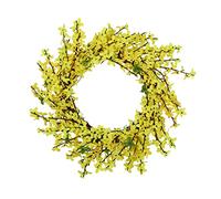 1PC Yellow Forsythia Wreath Artificial Forsythia Door Wreath Hanging Spring Summer Wreath for Front Door Porch Decor 45cm